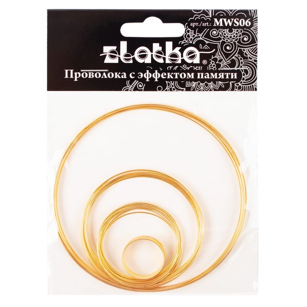 Проволока с эффектом памяти ⌀0.6 мм, 20 шт (5х4 шт), №01 золото, Zlatka MWS06
