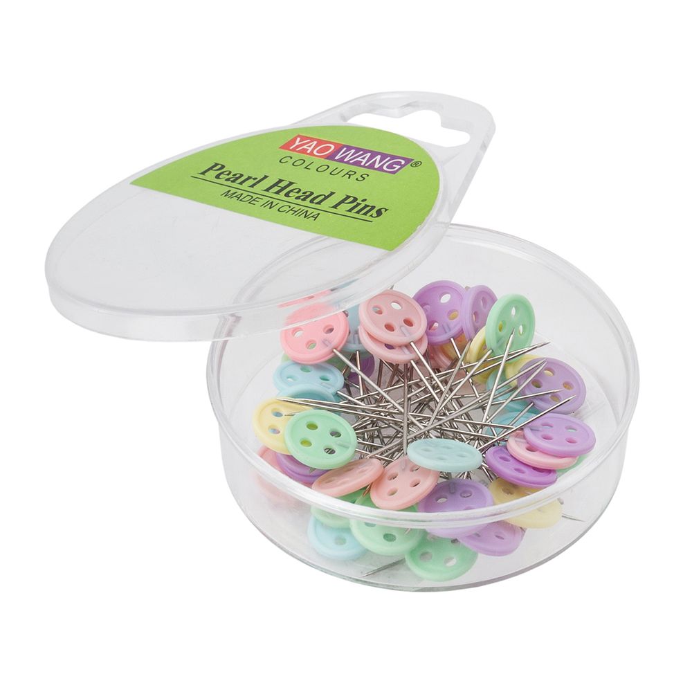 Булавки портновские для квилтинга 50 мм в футляре, 50 шт (пуговка)