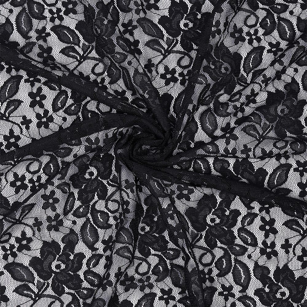 Ткань кружевная (гипюр стрейч) 90 г/м², 150 см / 1 метр, TBY.M0064 цв.черный