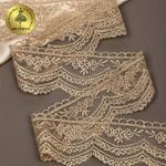 Кружево на сетке 60 мм, 2110 цв.N6115 золотисто-бежевый уп.13.71м, Kruzhevo