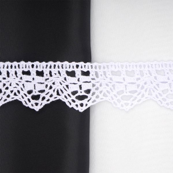 Кружево вязаное (тесьма) хлопковое 30 мм / 25 метров, одностор. (01 белый)