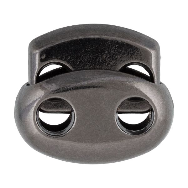 Фиксатор (зажим) для шнура металл 2 отв, ⌀4.5 мм, 12 шт, №06 черный никель, Micron GB 2003