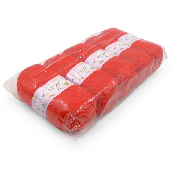 Пряжа Alize (Ализе) Sekerim Bebe / уп.5 мот. по 100 г, 320м, 56 красный