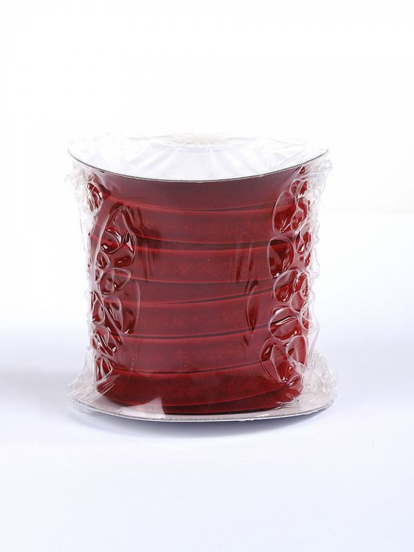 Лента бархатная (тесьма) 10 мм / 22.86±1 метра, TBY10VR42, нейлон, т.красный