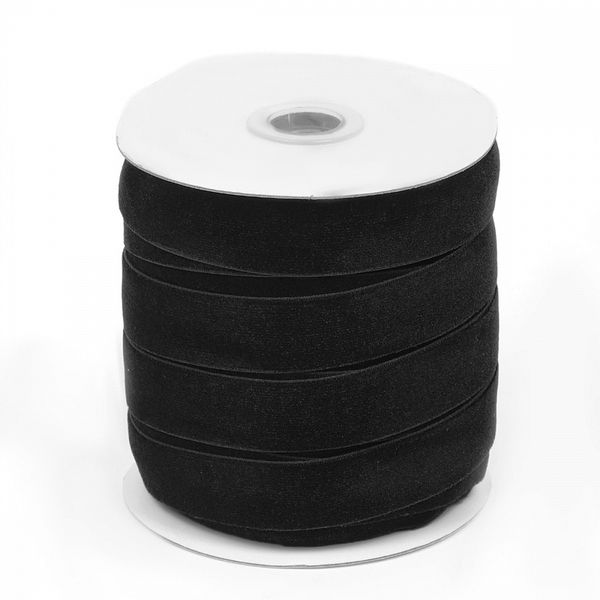 Лента бархатная (тесьма) эластичная 20.0 мм / 20±1 метров, LB2003.EL нейлон черный