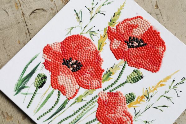 Алмазная (кристальная) мозаика Фрея, постер Красные маки, 20х20 см