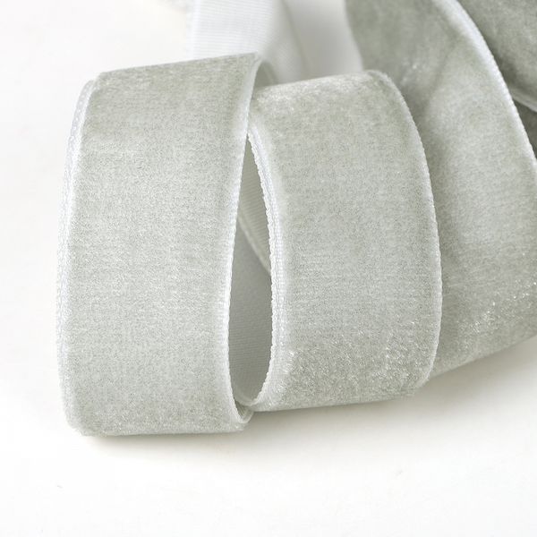 Лента бархатная (тесьма) 20.0 мм / 22.86±1 метров, арт.20VR88 нейлон цв.серый