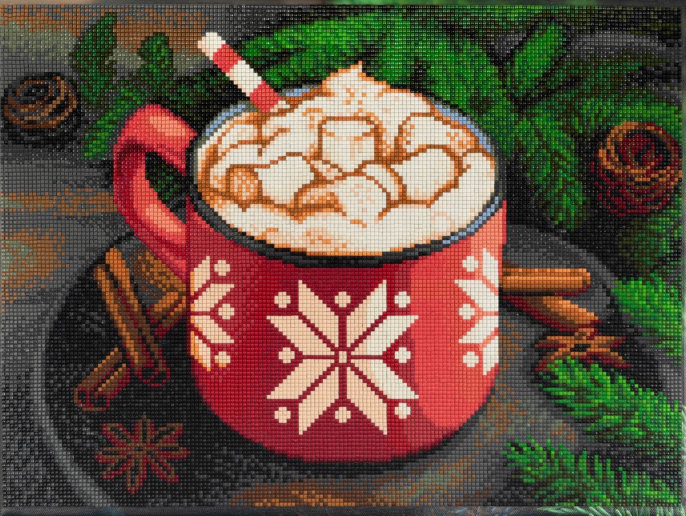 Алмазная (кристальная) мозаика Фрея ALPD-189, на подрамнике Какао с зефирками, 40х30 см