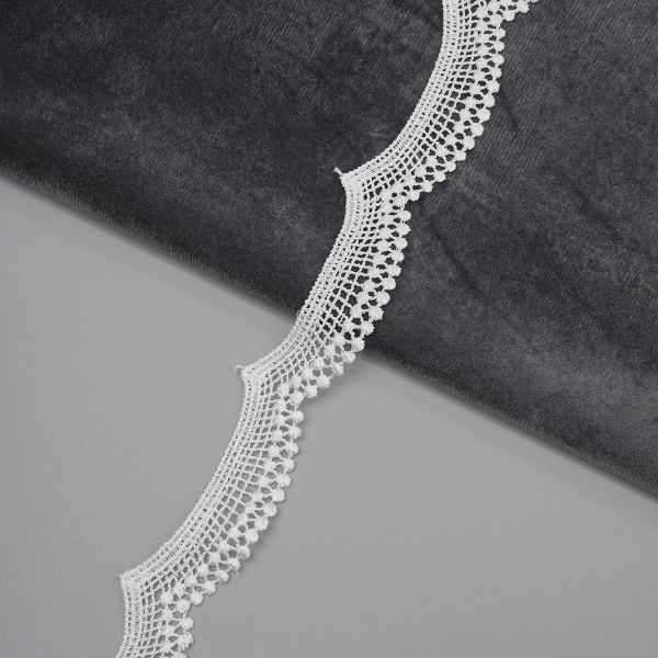 Кружево гипюр (плетёное) 20 мм, / 9.14 метра, белый