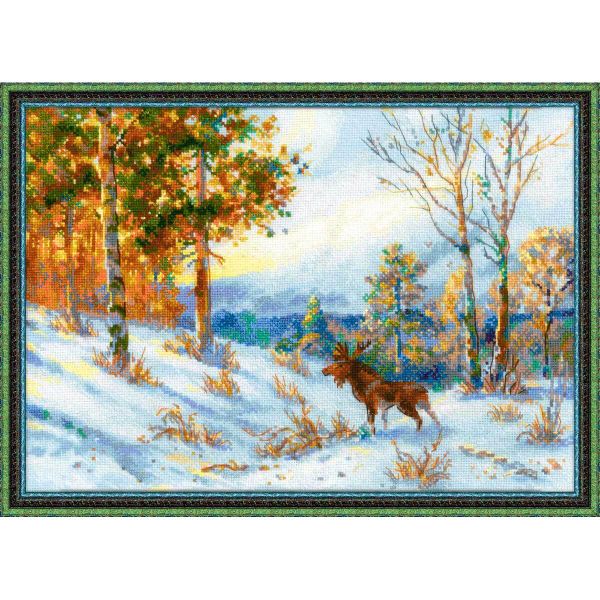 Набор для вышивания нитками Риолис, Лось в зимнем лесу, по мотивам картины В.Л. Муравьева, 40х28 см