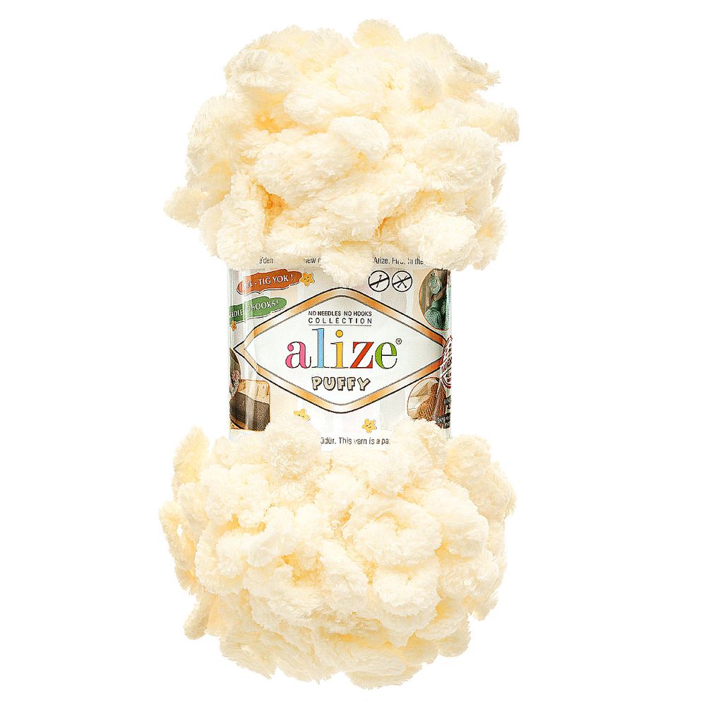 Пряжа Alize (Ализе) Puffy / уп.5 мот. по 100 г, 9м, 1 ваниль
