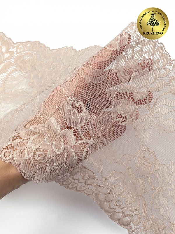 Кружево бельевое эластичное 180 мм / 3 метра, TBY.L838, 168 серебристый пион