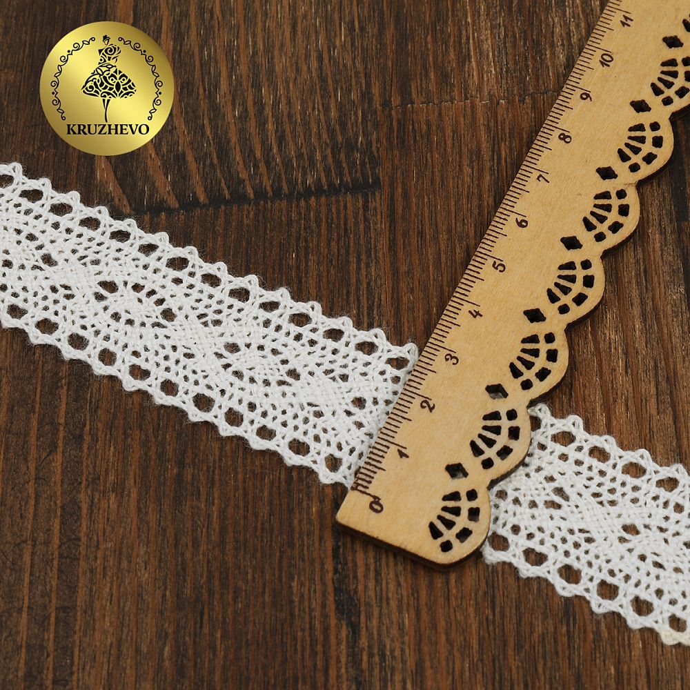 Кружево вязаное (тесьма) 30 мм / 10 метров, TBY.2442 цв.белый, Kruzhevo