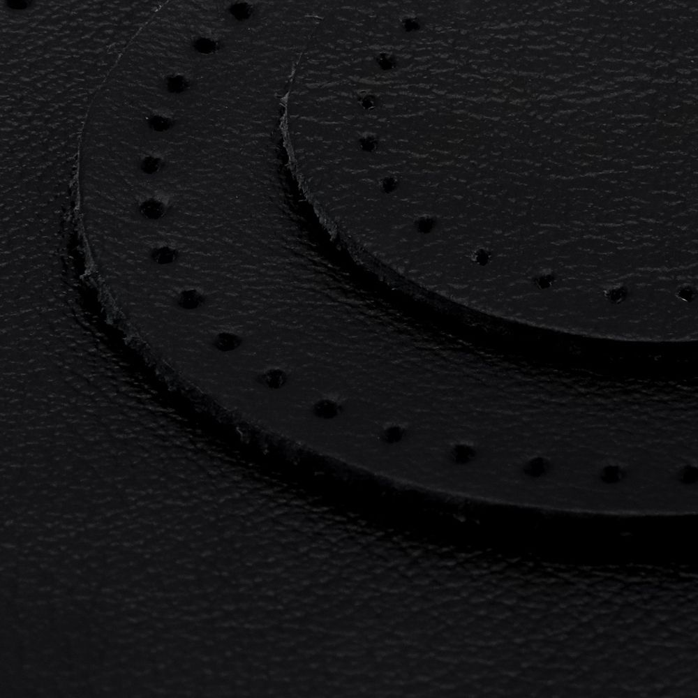 Набор заплаток пришивных из кожи, круг ⌀4см, 6см и 8см, с перфорацией, 3 шт, 100% кожа (01 черный), 9401