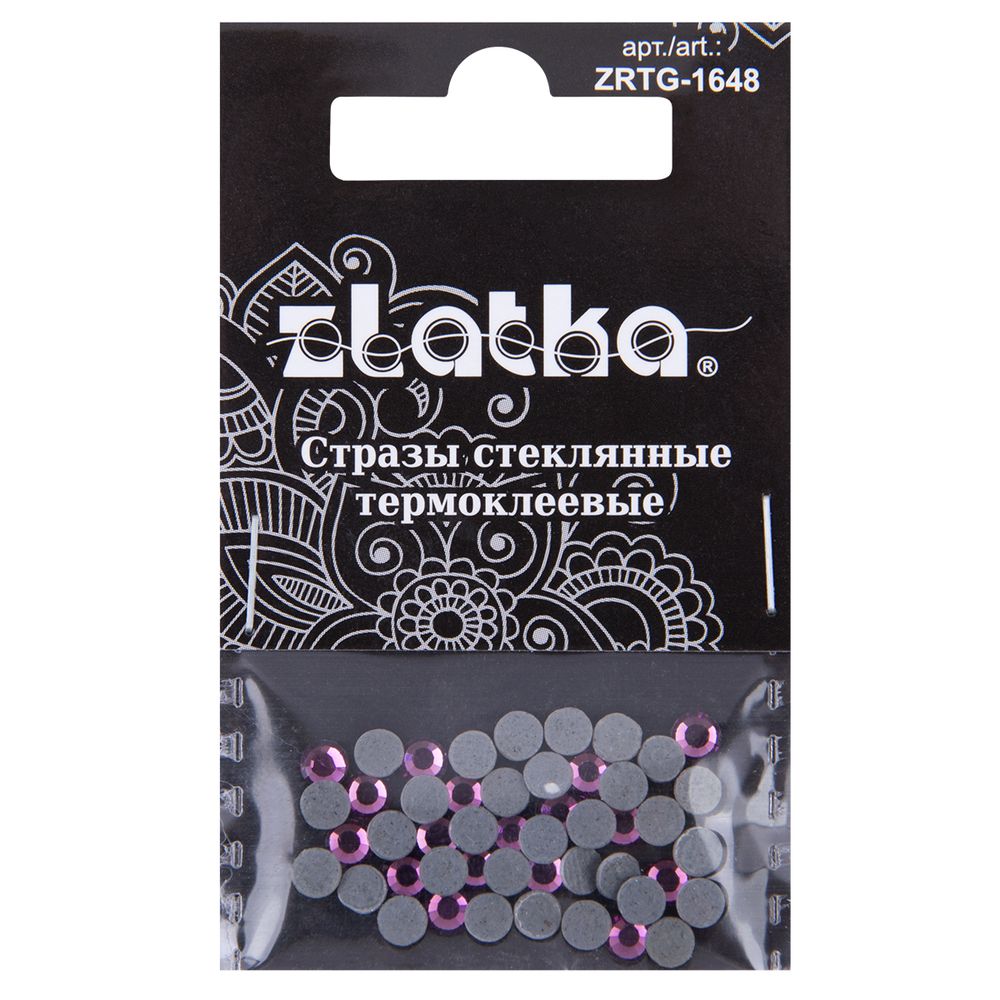 Стразы клеевые стекло 3.9 мм, 5х48 шт, SS16 №25 фуксия (Fuchsia), Zlatka ZRTG-1648