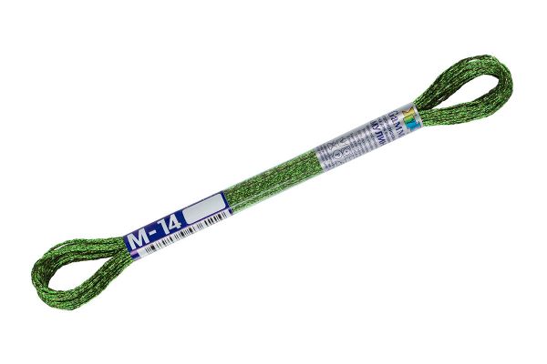 Мулине Gamma металлик, цв.М-14 салатовый, 12 мотков по 8 метров