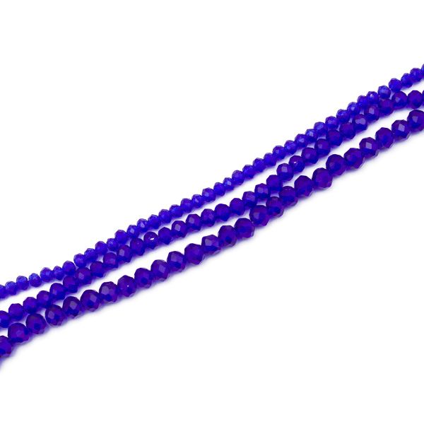 Бусины стекло ⌀2 мм, 3 мм, 4 мм, граненые, рондели, 3 нити по 38±1 см, микс, Astra&Craft, 10 синий