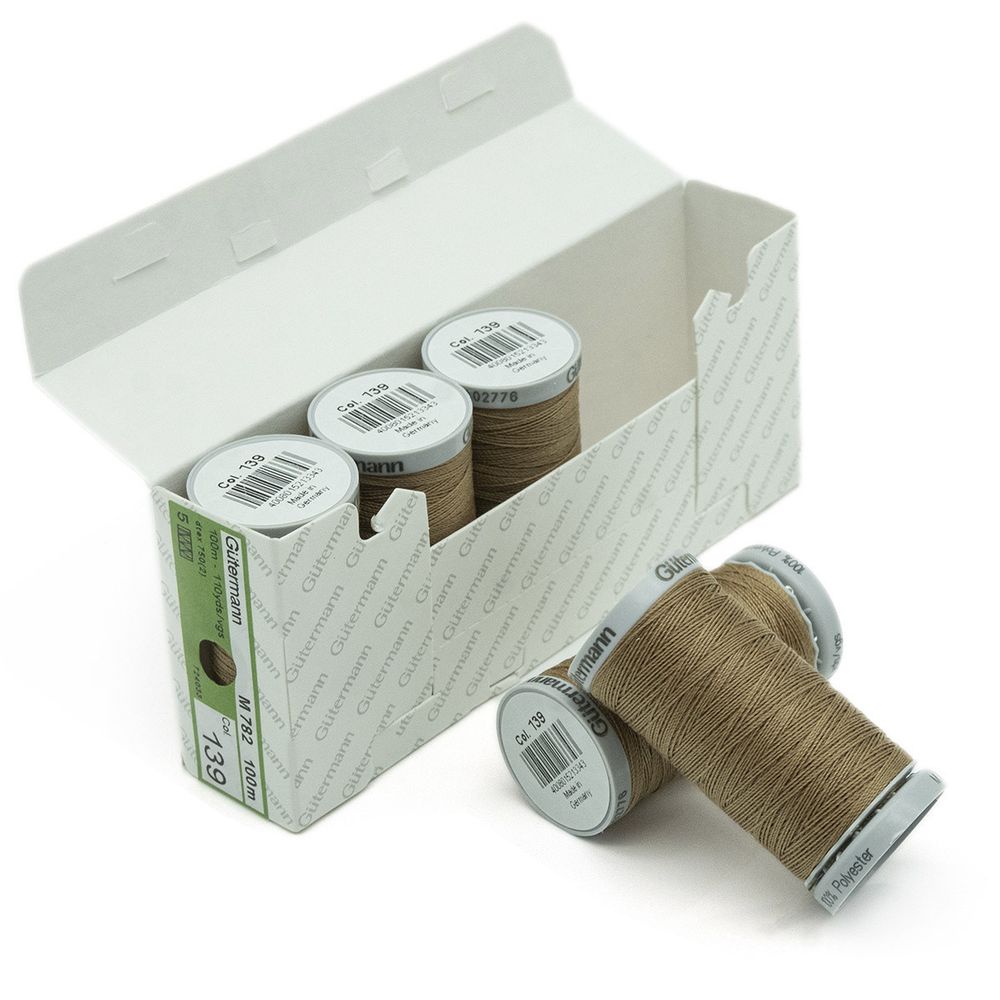 Нитки суперкрепкие Gutermann Extra Strong M782, 100м, 139 бежево-розовый, 5 катушек