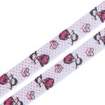 Лента репсовая (в рубчик) Девочка в платьице, 10 мм, 3м, бело-розовый