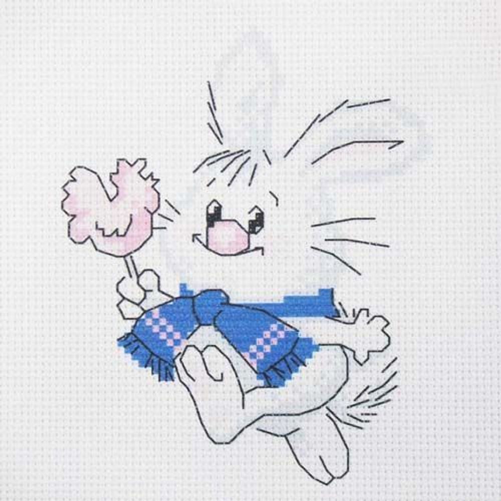 Набор для вышивания нитками Hobby&Pro Kids, Зайка с леденцом 19х19см