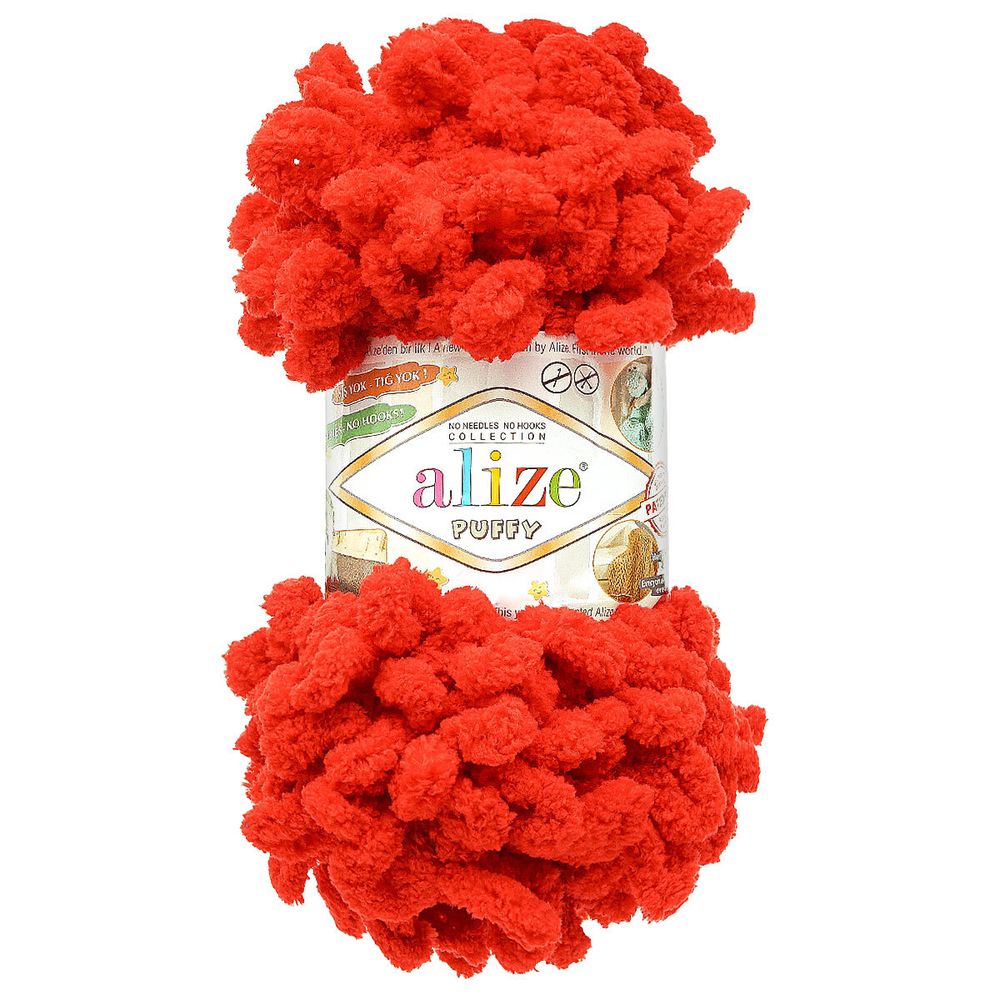 Пряжа Alize (Ализе) Puffy / уп.5 мот. по 100 г, 9м, 106 алый