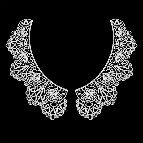 Пришивной кружевной воротник гипюр арт.TR.24GY10 23см цв.белый уп.50 комп, Kruzhevo