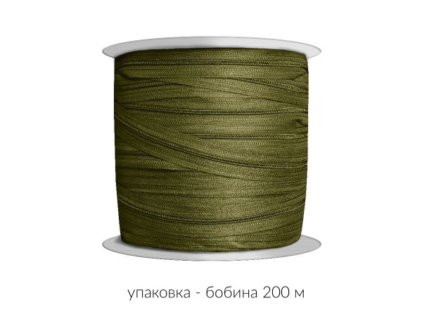 Молния рулонная витая (спираль) Т3 (3 мм), УСИЛЕННАЯ, НА БОБИНЕ, S-888 зеленый (цв.SBS) / 200 метров