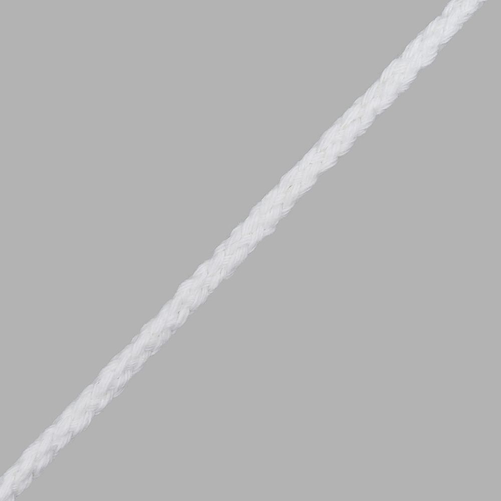 Шнур круглый х/б ⌀5.0 мм / 90 метров, плетеный, 1028 белый, 3Al236