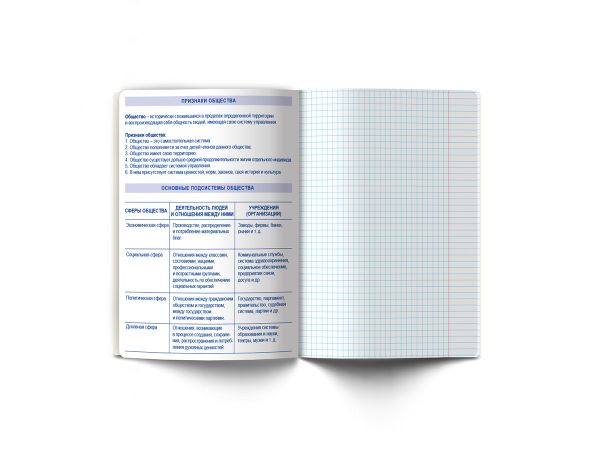 Тетрадь со справочным материалом Линия успеха, софт тач ламинация + тиснение фольгой, A5+ 48 л. на скобе 65 г/м², белизна 100%, 10 шт, клетка, 000581 Обществознание, Светоч 48ТПСК5_126_2_1