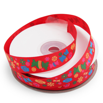 Лента репсовая (в рубчик) Конфетки 1,5см*22.86 м (красный)