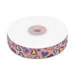 Лента репсовая (в рубчик) Сердца 1,5см*22.86 м (св.розовый)