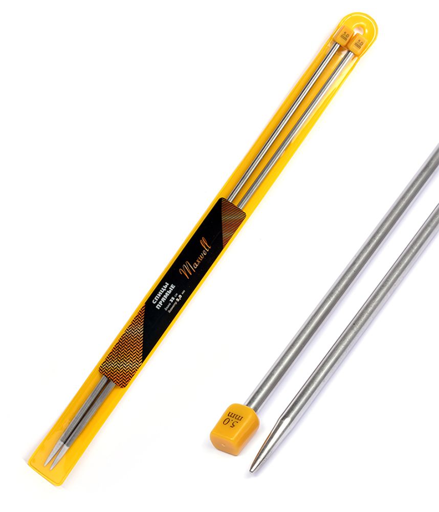 Спицы прямые Maxwell Gold, металл, 35-50 ⌀5,0 мм, 35 см (2 шт)