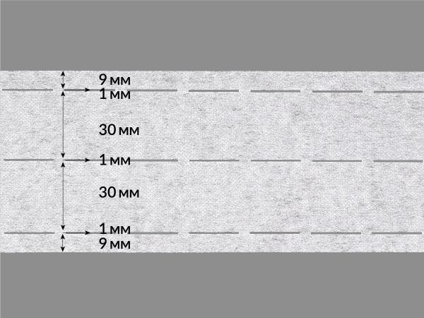 Лента корсажная клеевая перфорированная 81.0 мм / 200 метров, 70 г/м², цв. белый, 20170 9/1/30/1/30/1/9, БрючникоФФ