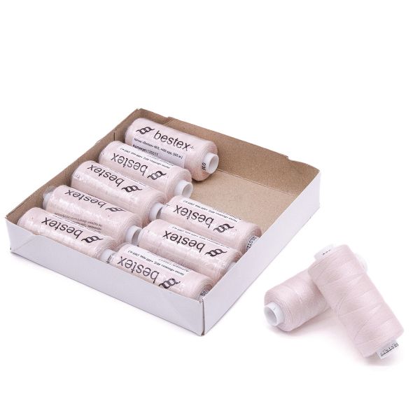 Нитки швейные бытовые Bestex 40/2, 365 м (400 ярд) / 10 кат., 036 бело-розовый