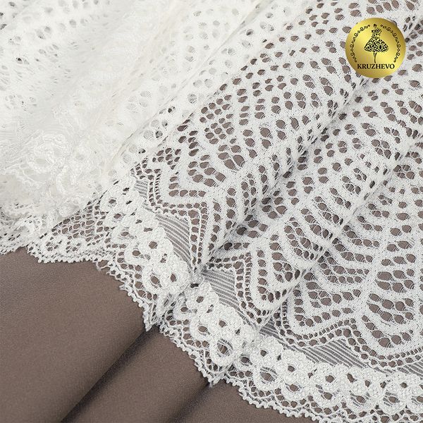 Кружево бельевое эластичное 190 мм / 10 м, 6389, цв.004 белый, Kruzhevo