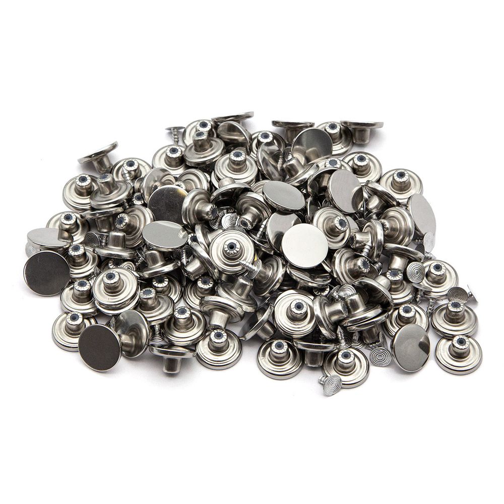 Пуговицы джинсовые ⌀17 мм, фиксированная ножка, гладкая, никель, ≈100 шт, New Star