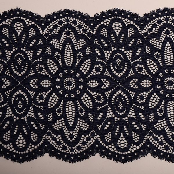 Кружево бельевое эластичное 195 мм / 25 м, 263, цв.03 т.синий, Kruzhevo