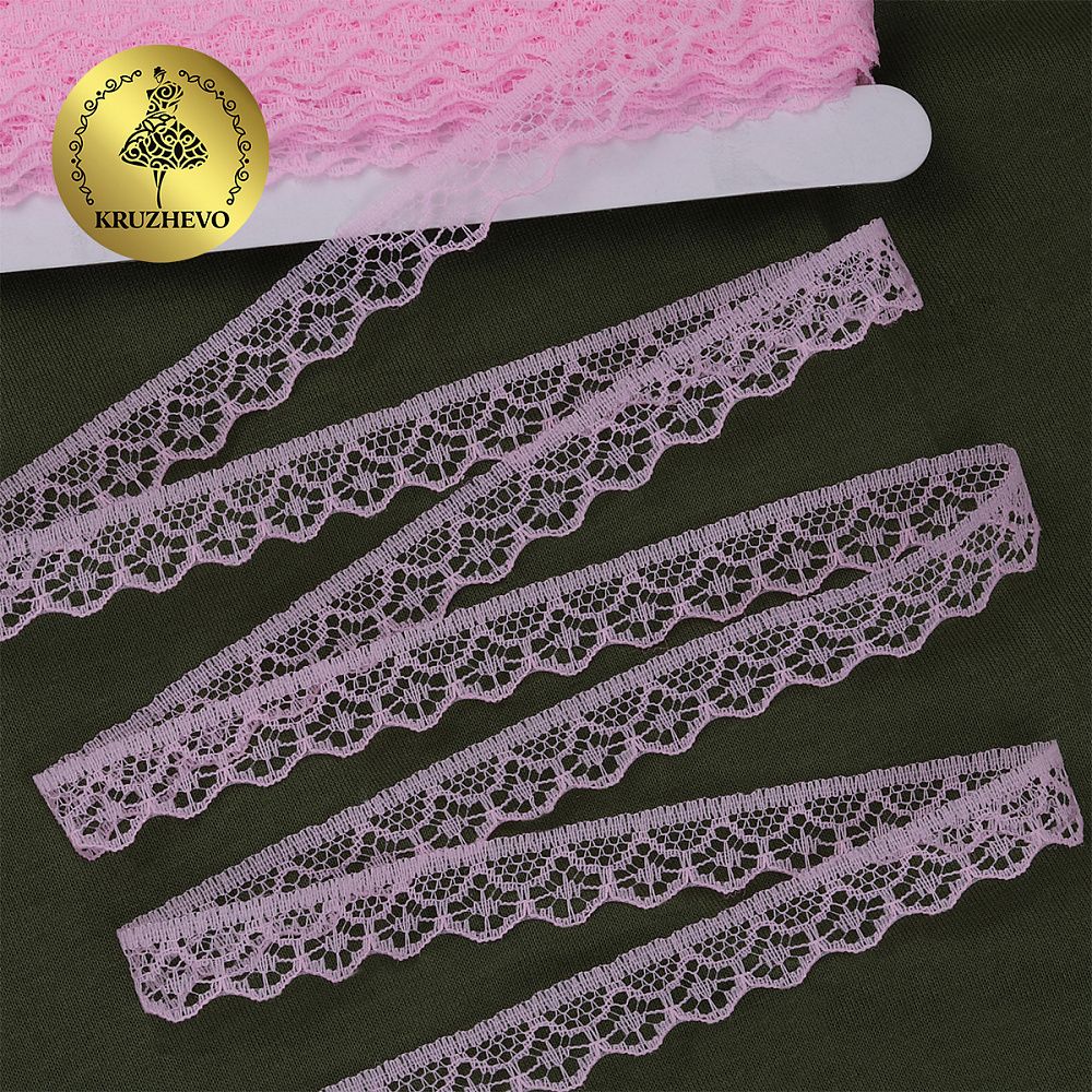 Кружево отделочное в стиле "трикотаж" 12 мм диз. 276, цв.09 св.розовый, уп. 27,4 м