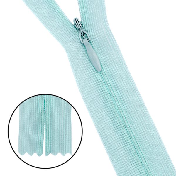 Молния потайная (скрытая) Т3 (3 мм) 1 зам., н/раз., 20 см, нейлон, F250 мятный, 10 шт