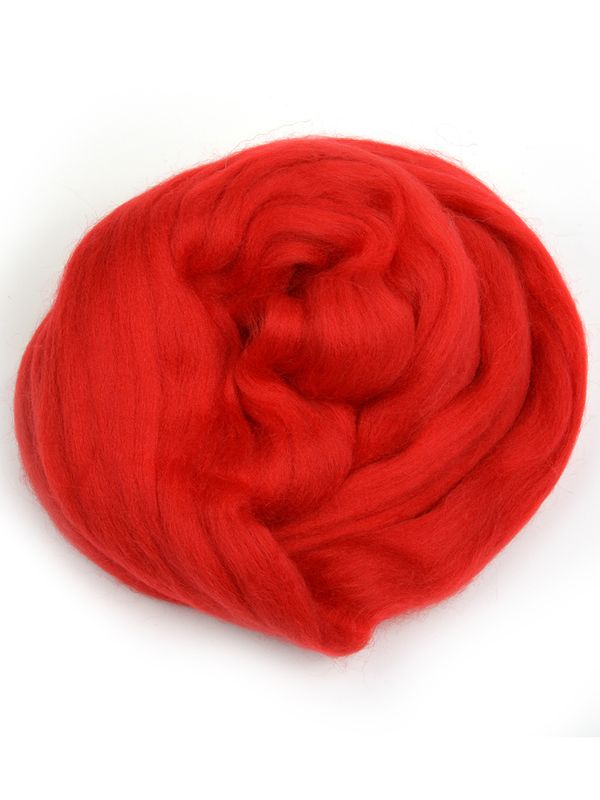 Шерсть для валяния Пехорка Гребенная лента тонкая 1х50 г (до 23 мкр), 006 красный
