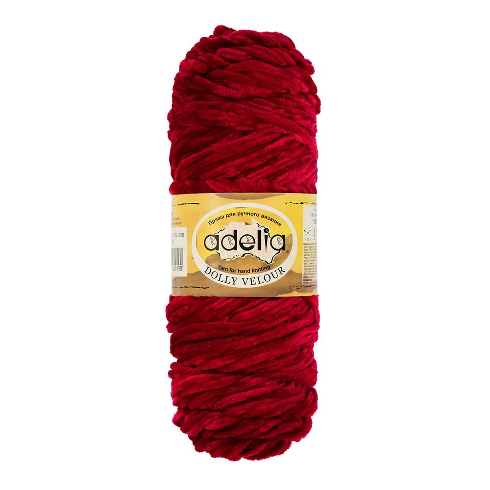 Пряжа Adelia Dolly Velour / уп.5 мот. по 100г, 93м, 21 красный