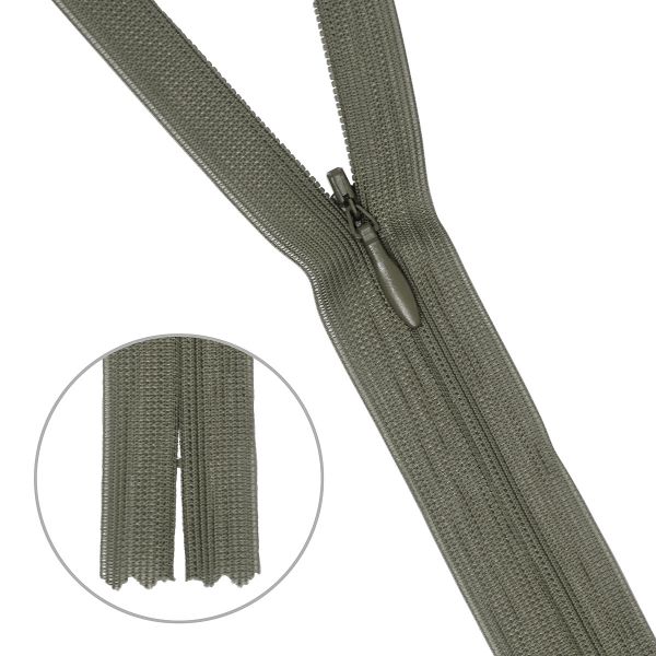 Молния потайная (скрытая) Т3 (3 мм) 1 зам., н/раз., 20 см, хаки, 31202 / 20, 10 шт