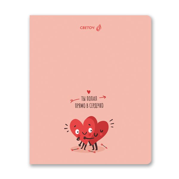 Тетрадь ученическая общая, твин лак, A5 80 л. на скобе 65 г/м², белизна 100% 5 шт клетка, 01528 Ты в моём сердце, Светоч Т204