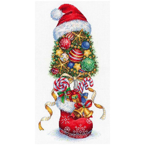 Набор для вышивания нитками МП Студия, Топиарий Новогодний 36х18 см