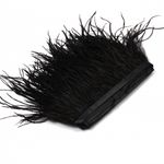Перья на ленте декоративные Страус FBY-15-100 15см черный уп.2м