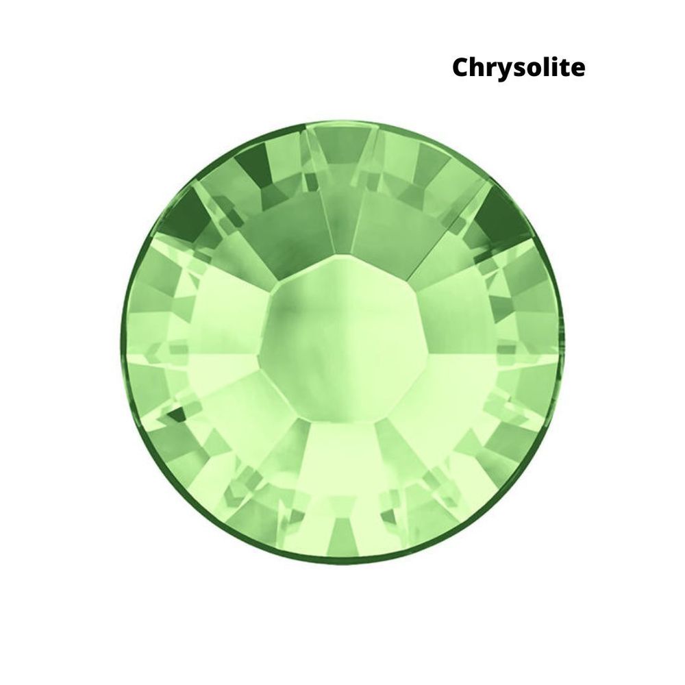 Стразы Swarovski клеевые плоские 2028HF, ss 6 (2 мм), Chrysolite M, 144 шт