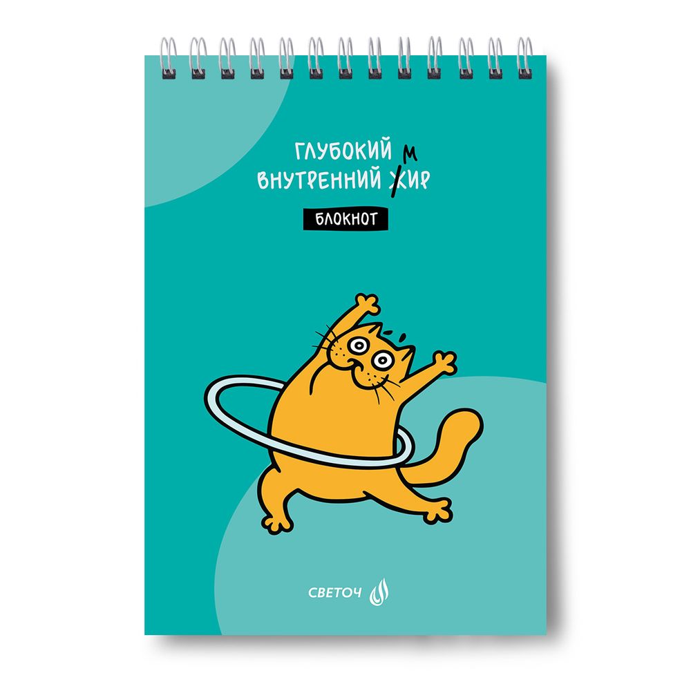 Блокнот на гребне, выборочный лак, A5 60 л., 4 шт, клетка, Жил был кот 01258, Светоч Б131