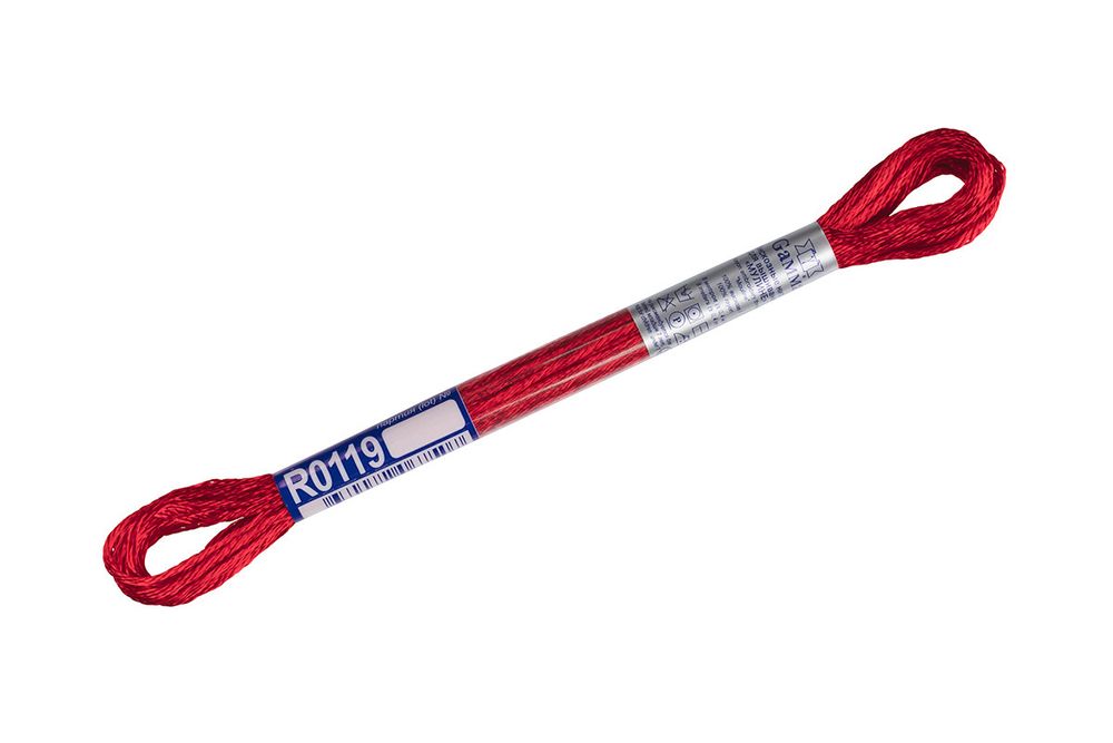 Мулине Gamma вискоза 100%, цв.R0119 яр-красный, 12 мотков по 8 метров
