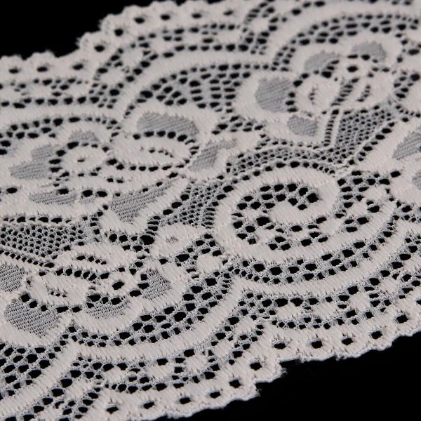 Кружево эластичное (стрейч) 100 мм / 3 метра, C571 молочный