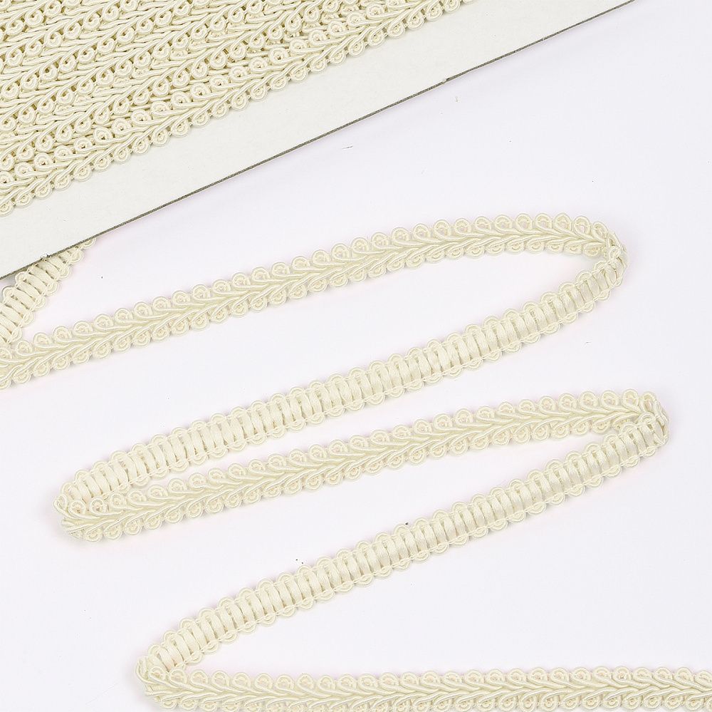 Тесьма Шанель плетеная 12 мм, 0384-0018 цв.02 молочный уп.9м